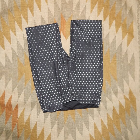 Athleta S Black w Gray Polka Dots Yoga Leggings - Picture 6 of 6